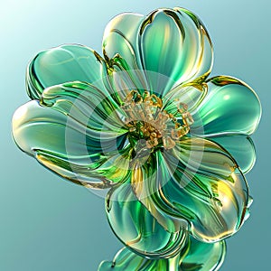 Green and gold flower abstract