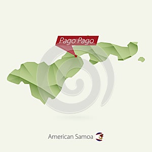 Green gradient low poly map of American Samoa with capital Pago Pago photo