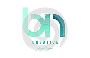 green gradient pastel modern bn b n alphabet letter logo combination icon design photo