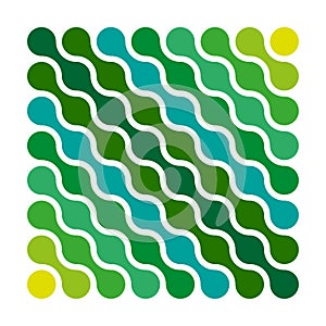 Green gradient waves. Dynamic curved pattern. Abstract fluid motion. Vector geometric texture.