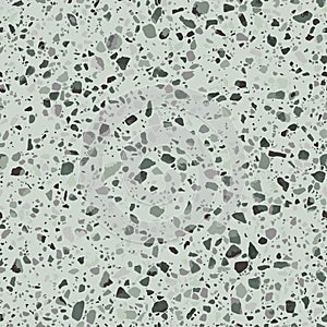 Green granite terrazzo flooring seamless texture. Realistic vector pattern