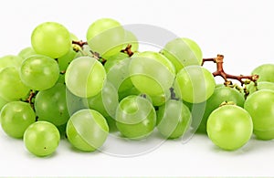 Green grapes, cutout isolated on white background