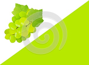 Green grapes isolated isolated seasonal  health nutrition frame natural on a white background pattern