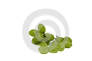 Green grapes isolated on white