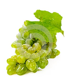 Green grapes isolated on white