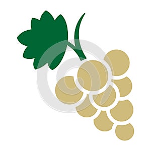 green grapes with leaf flat vector icon for food apps isolated