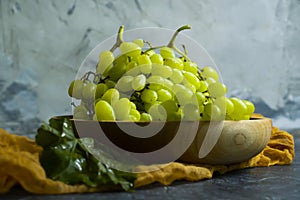 Green grapes spring concrete backgroundn natural healthy