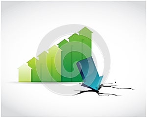 green graph depression. Vector Illustration.