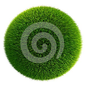 Green grass ball isolated on white