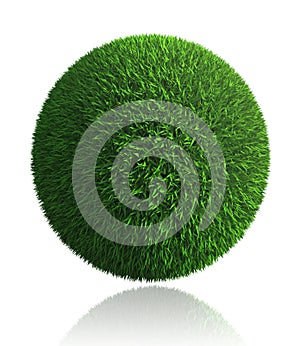Green grass ball on white background