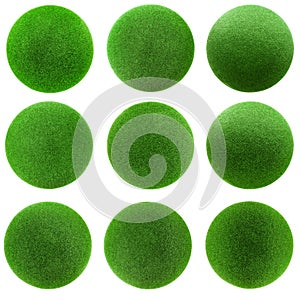 Green grass balls set
