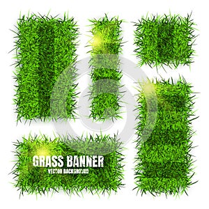 Green grass banners, background. Field, meadow texture, grassy landscape. Football playing pitch, soccer field. Sports