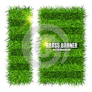 Green grass banners, background. Field, meadow texture, grassy landscape. Football playing pitch, soccer field. Sports