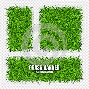 Green grass banners, background. Field, meadow texture, grassy landscape. Organic, bio, eco and natural lifestyle design