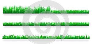 Green grass borders set. Lawn care concept. Isolated vector Illustration.