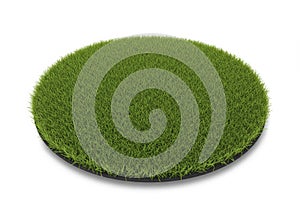 Green Grass Circle Patch Isolated on White Background