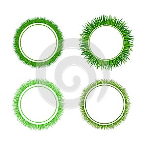 Green grass circular frames set