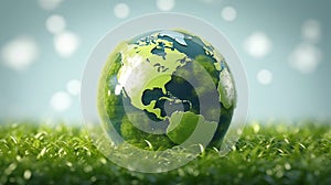 green grass and eco planet , Environment and Sustainability concept illustration