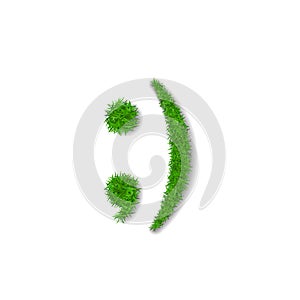 Green grass face wink smile. Smiley grassy emoticon icon, isolated white background. Happy smiling sign. Symbol ecology