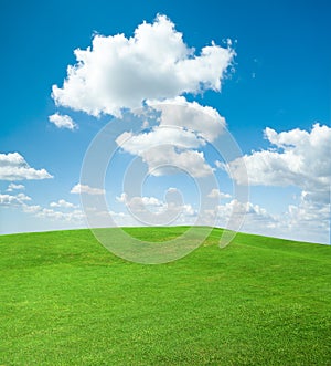 Green grass Field and The Clouds