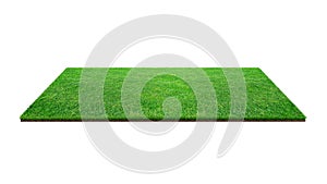 Green grass field isolated on white with clipping path. Artificial lawn grass carpet for sport background