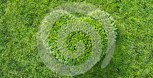 Green grass in heart shape concept of environment and sustainability