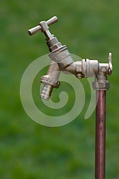 Green grass lawn with stand pipe