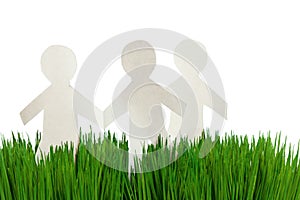 Green grass and Paper Chain men
