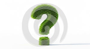 Green Grass Question Mark Symbol on a White Background nature