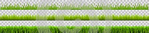 Green grass set, field, nature eco background - vector