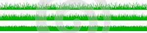Green grass set, field, nature eco background - vector