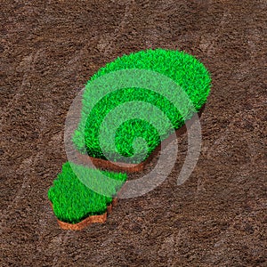 Green grass in the shape of light bulb on soil background,concept of ECO and renewable energy