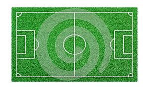 Green grass soccer, football field isolated on white background