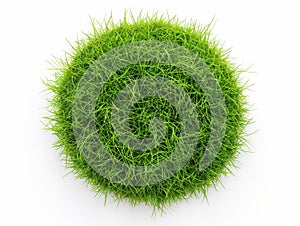 Green Grass Sphere on White Background