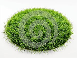 Green Grass Sphere on White Background