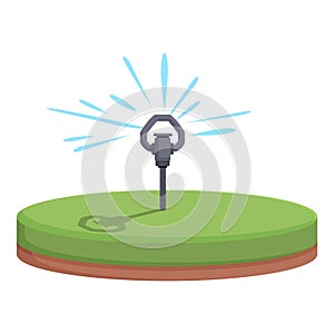 Green grass sprinkler system icon cartoon vector. Farm agriculture