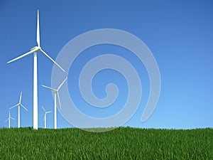 Green grass with wind generator