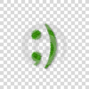 Green grass wink smile 3D. Smiley grassy emoticon icon Isolated white transparent background. Happy smiling sign. Symbol