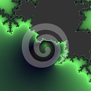 Green gray dark phosphorescent glass fractal,  geometries, abstract background