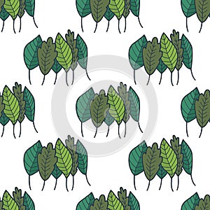 Green, greenery, verdure seamless doodle pattern