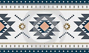 Green and grey ethnic native mexican style rug
