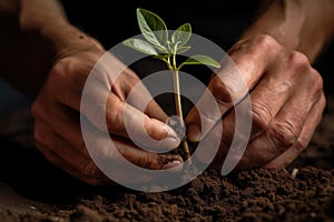 Green grow tree planting hand life growth