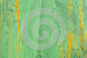Green grunge metal texture background with rust