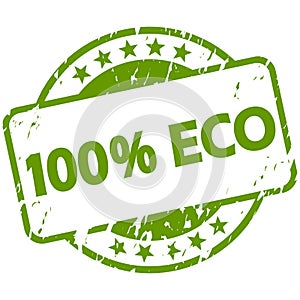 green grunge stamp with Banner 100% Eco