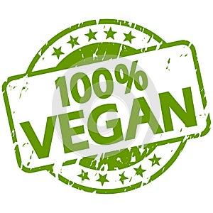 green grunge stamp with Banner 100% vegan photo