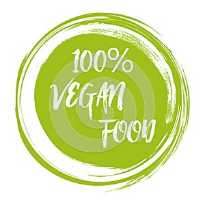 Green grunge Vegan food vector illustration hand drawn logotype