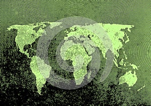 Green grunge world map