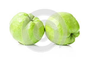 Green guava fruit on white background with clipping path, Topical fruit for healhty concept