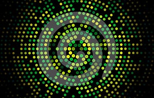 Green halftone geometric circles, shapes. Interesting mosaic background