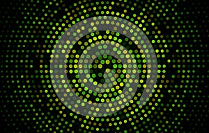 Green halftone geometric circles, shapes. Interesting mosaic background